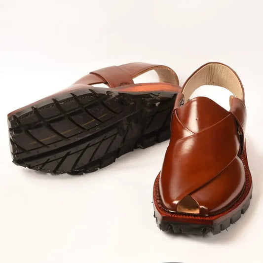 Hand-Crafted Mustard Quetta Norozi Chappal with Double Sole –