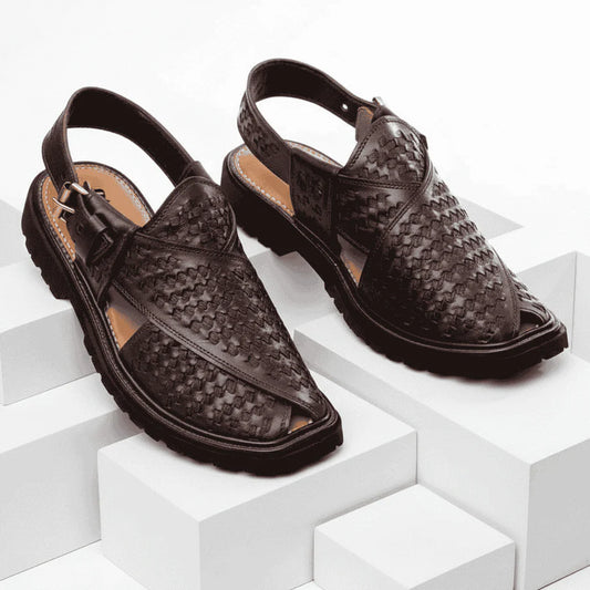 Brown Peshawari Chappal with Vibram Sole – 09212