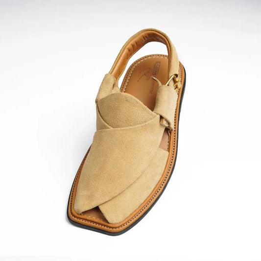 Suede Traditional Camel Peshawar Zalmi Chappal –